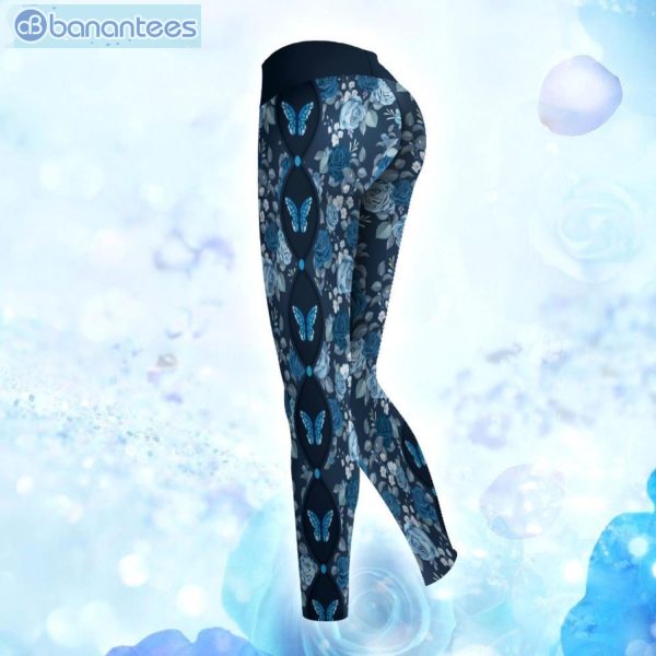 Blue Rose Butterfly Unique Personalized 3D Printed Leggings Hoodie Set Product Photo 3