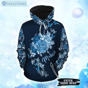 Blue Rose Butterfly Unique Personalized 3D Printed Leggings Hoodie Set Product Photo 1