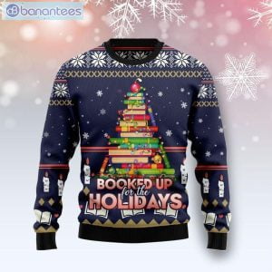Book Booked Up For The Holiday Christmas Tree Christmas Ugly Sweater Product Photo 1