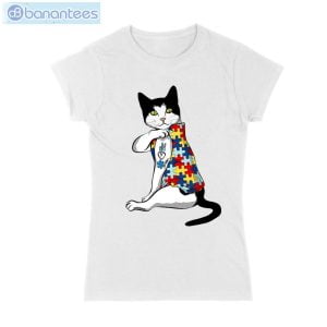 Cat Autism Awareness Peace Love T-Shirt Long Sleeve Tee Product Photo 2