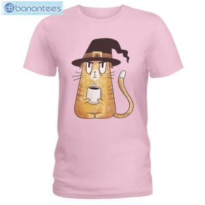 Cat Coffee And Witch Hat T-Shirt Long Sleeve Tee Product Photo 4