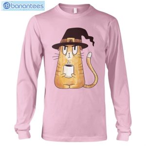 Cat Coffee And Witch Hat T-Shirt Long Sleeve Tee Product Photo 8