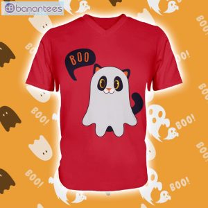 Cat Says Boo Halloween Men V-Neck T-Shirt Product Photo 2