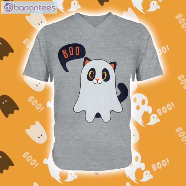 Cat Says Boo Halloween Men V-Neck T-Shirt Product Photo 1