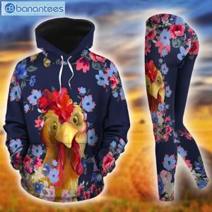 Chicken Flower Navy Colorful Unique 3D Printed Leggings Hoodie Set Product Photo 2