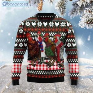 Chicken Under Snow Christmas Ugly Sweater Product Photo 1