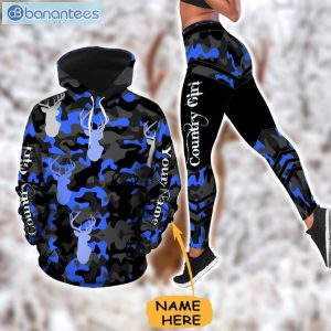 Country Girl Blue Camo Personalized 3D Printed Leggings Hoodie Set Product Photo 2