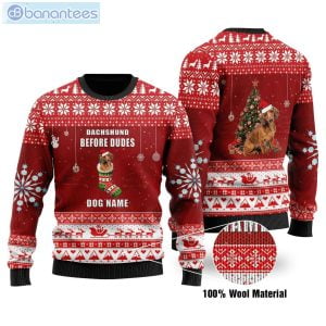 Custom Name Dog Dachshund Before Dudes Christmas Ugly Sweater Product Photo 1