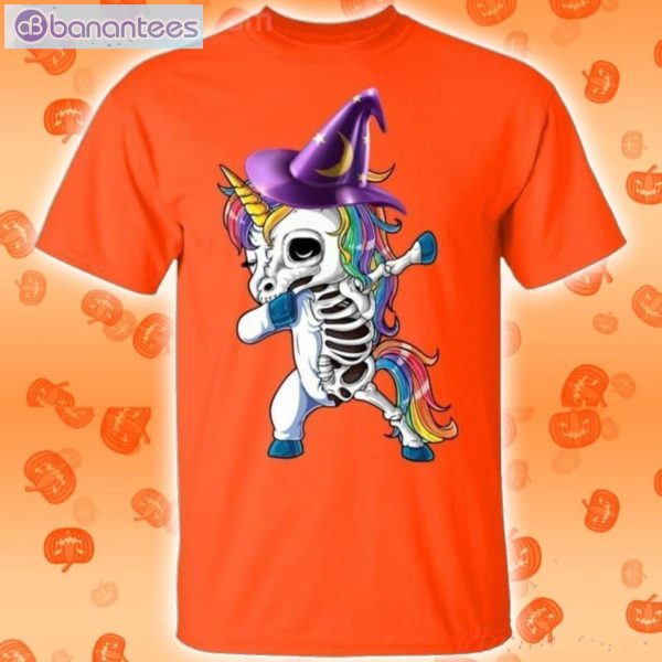 Dabbing Skeleton Unicorn Halloween Funny T-Shirt Product Photo 2