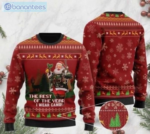 Deer Hunter And Santa Claus The Rest Of The Year I Wear Camo Ugly Christmas Sweater Product Photo 1