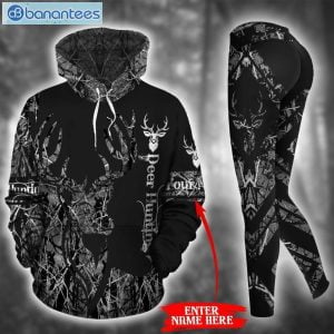 Deer Hunting Personalized Blue And White Unique 3D Printed Leggings Hoodie Set Product Photo 1
