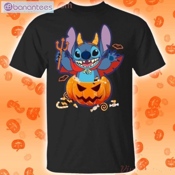Devil Stitch In The Pumpkin Trick Or Treat Funny T-Shirt Product Photo 1