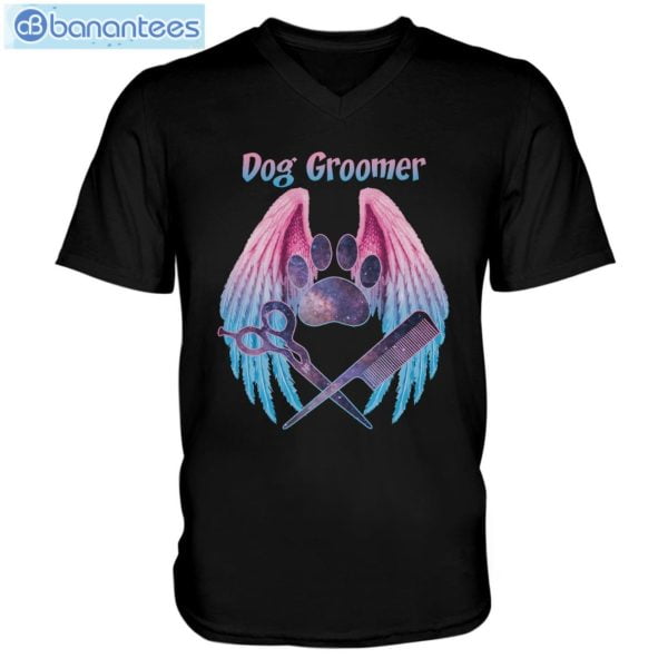 Dog Foot Print And Angles Wings Dog Groomer T-Shirt Product Photo 1