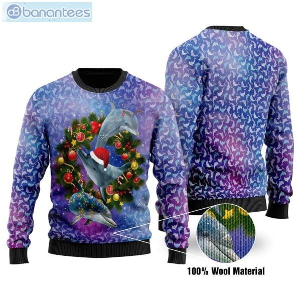 Dolphin With Christmas Holiday Christmas Ugly Sweater Product Photo 1
