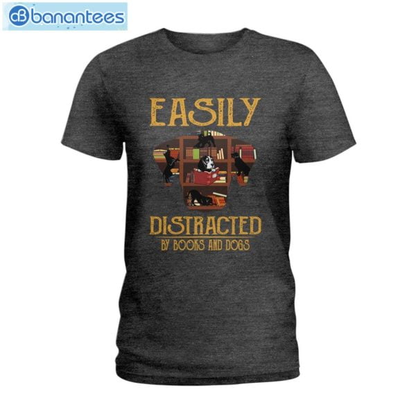 Easily Distracted By Books And Dogs T-Shirt Long Sleeve Tee Product Photo 3
