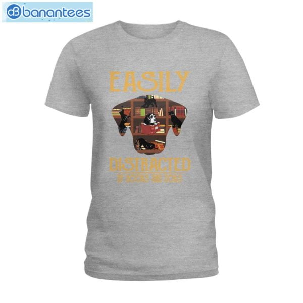 Easily Distracted By Books And Dogs T-Shirt Long Sleeve Tee Product Photo 4
