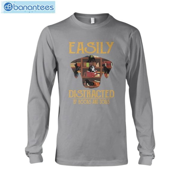 Easily Distracted By Books And Dogs T-Shirt Long Sleeve Tee Product Photo 9