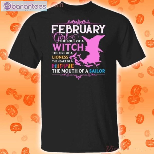 February Girl The Soul Of A Witch The Heart Of A Hippie Halloween T-Shirt Product Photo 1