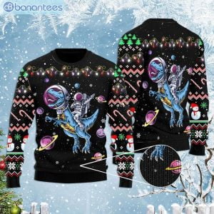 Funny Astronauts Ride A T-rex In Space With The Planet Ugly Christmas Sweaterproduct photo 1