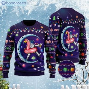 Funny Astronauts Sit On Flamingo Floats In Space With The Planet Ugly Christmas Sweaterproduct photo 1