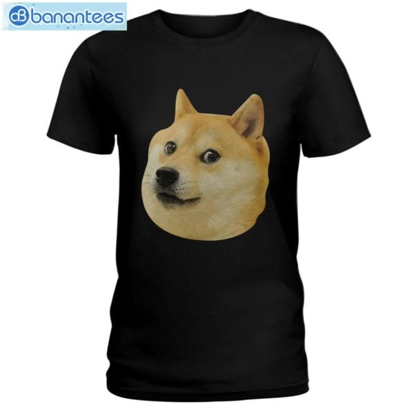 Funny Doge Face Dogecoin T-Shirt Long Sleeve Tee Product Photo 1