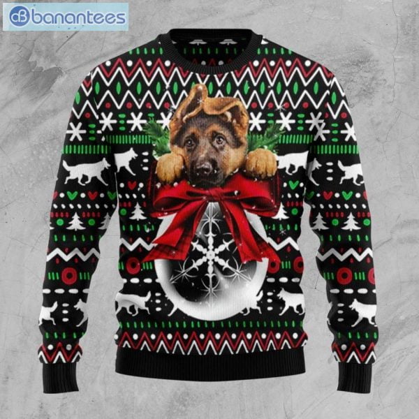 German Shepherd Dog Xmas Ball Christmas Ugly Sweater Product Photo 1