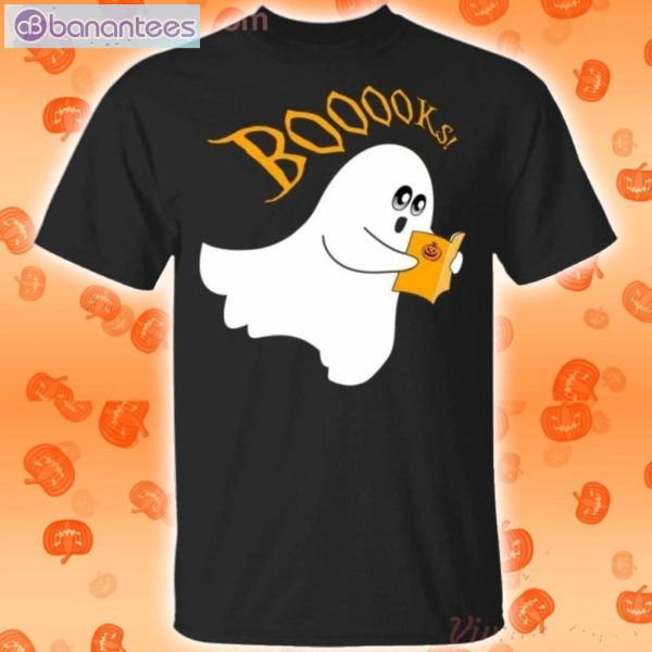 Ghost Reading Books Funny Halloween T-Shirt Product Photo 1