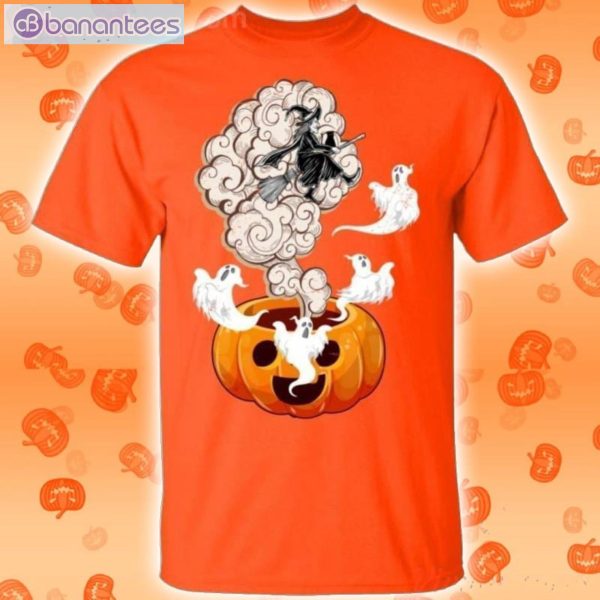 Ghosts And Witch Flying Out Of The Pumpkin Halloween T-Shirt Product Photo 2