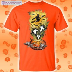 Ghosts Witch And Cats Get Out The Pumpkin Halloween T-Shirt Product Photo 2
