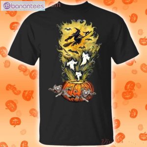 Ghosts Witch And Cats Get Out The Pumpkin Halloween T-Shirt Product Photo 1