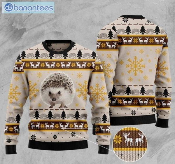 Hedgehog Pattern Full Printing Christmas Ugly Sweater Product Photo 1