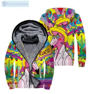 Hippie Flamingo Colorful All Over Print Fleece Zip Hoodieproduct photo 1