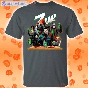 Horror Characters Drinking 7up Funny T-Shirt Product Photo 2