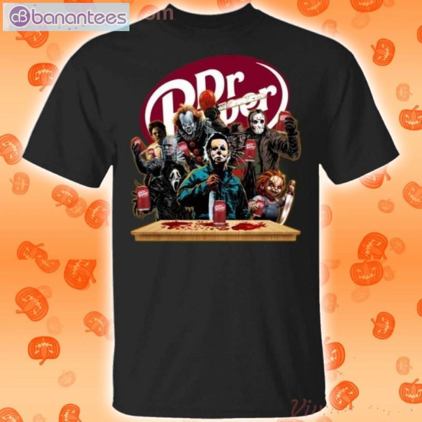 Horror Characters Drinking Dr Pepper Funny T-Shirt Product Photo 1 Product photo 1