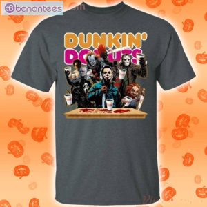 Horror Characters Drinking Dunkin Donuts Funny T-Shirt Product Photo 2