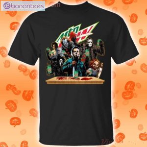 Horror Characters Drinking Mountain Dew Funny T-Shirt Product Photo 1