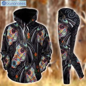 Horse Day Of The Dead Colorful Unique 3D Printed Leggings Hoodie Set Product Photo 2