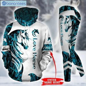 Horse Lover Blue And White Personalized Unique 3D Printed Leggings Hoodie Set Product Photo 1