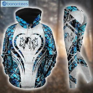 Horse Lover Blue And White Unique 3D Printed Leggings Hoodie Set Product Photo 1
