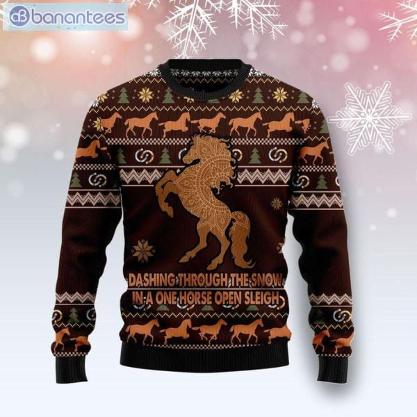 Horse Through Snow Christmas Ugly Sweater Product Photo 1