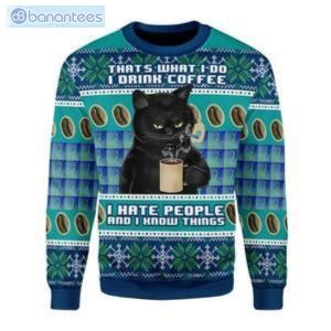I Hate People Cat Ugly Christmas Sweater Product Photo 1