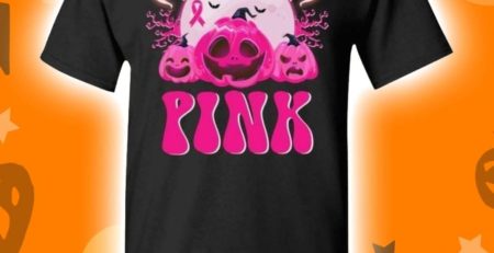 In October We Wear Pink Breast Cancer Pumpkin Halloween T-Shirt