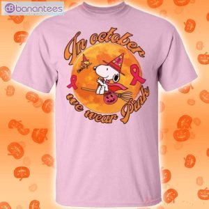 In October We Wear Pink Snoopy Breast Cancer Awareness Halloween T-Shirt Product Photo 2