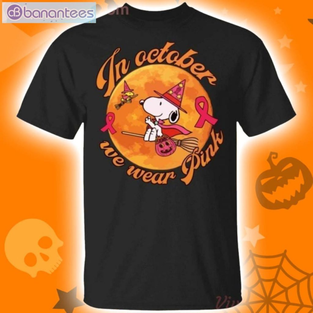In October We Wear Pink Snoopy Breast Cancer Awareness Halloween T-Shirt