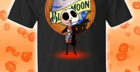 Jack Skellington Hold Blue Moon Beer Halloween T-Shirt