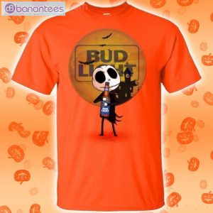 Jack Skellington Hold Bud Light Beer Halloween T-Shirt Product Photo 2