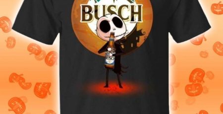 Jack Skellington Hold Busch Beer Halloween T-Shirt