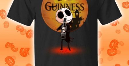 Jack Skellington Hold Guinness Beer Halloween T-Shirt