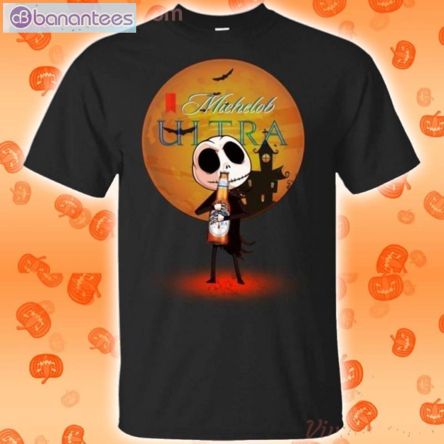 Jack Skellington Hold Michelob Ultra Beer Halloween T-Shirt
