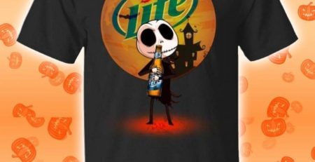 Jack Skellington Hold Miller Lite Beer Halloween T-Shirt
